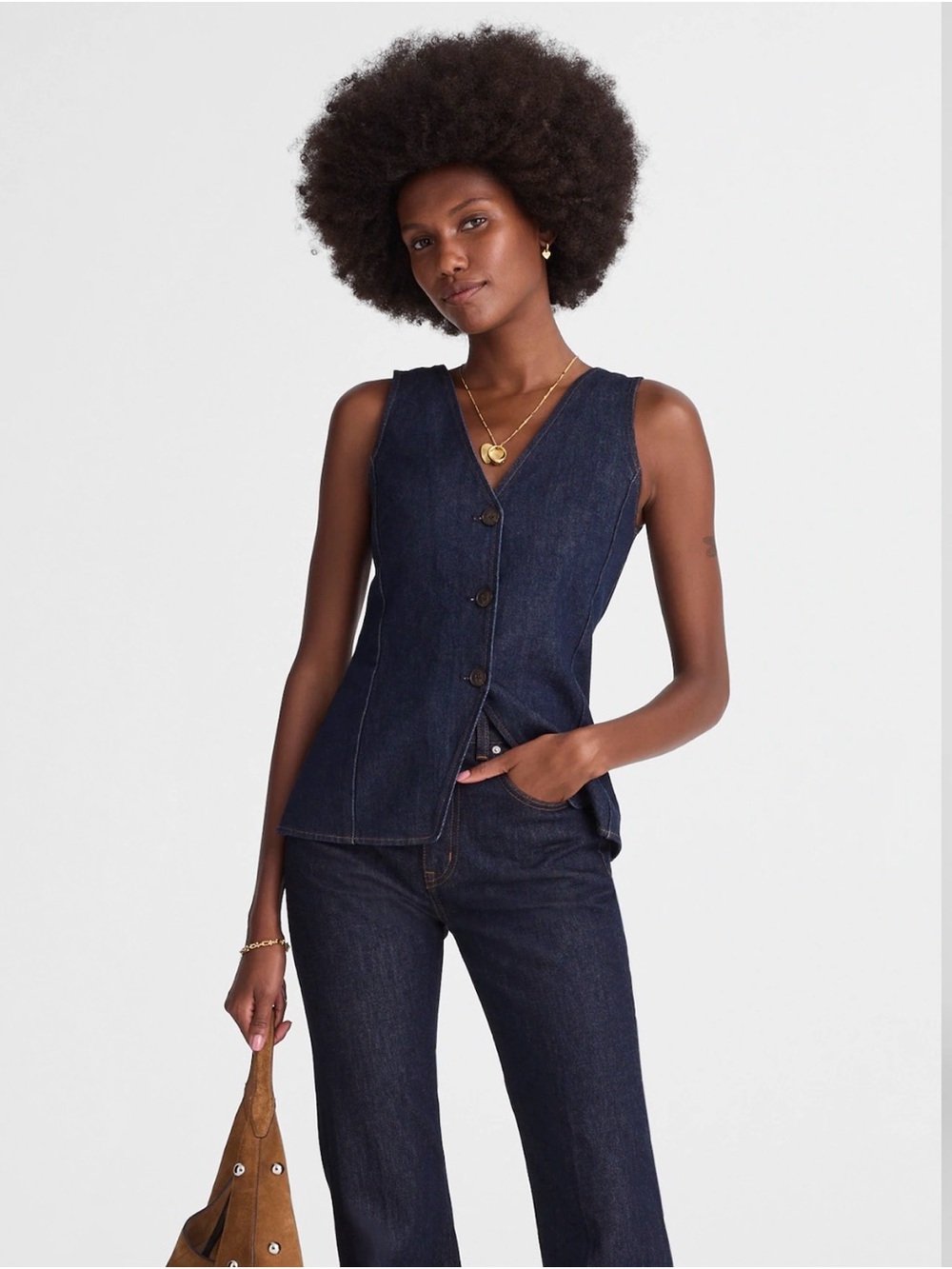 Madewell Denim Cutaway Vest size 0 - Picture 3 of 9